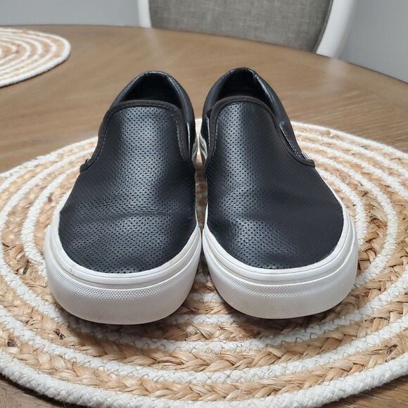 Vans Black Leather Unisex Loafers, 7W/5.5M - Picture 2 of 8